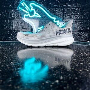 Hoka One One Clifton 9 Men’s Walking Gym Running Shoes Sneakers Grey - 9.5